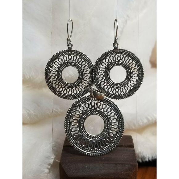 Sterling Silver Pendant and earring set circle J100325 - Picture 5 of 5